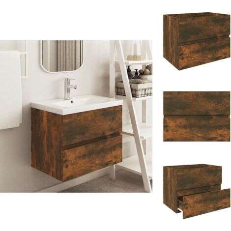Badezimmermöbel-Sets - Living Waschbeckenschrank Räuchereiche 60x38,5x45 cm Holzwerkstoff