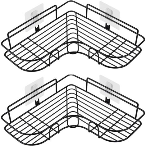 Badezimmerregal, Duschkorb, Eckregal mit rostfreiem Edelstahlaufkleber, Küchenzubehör, Badezimmerregal, Badezimmer-V-Regal, 2 Stück