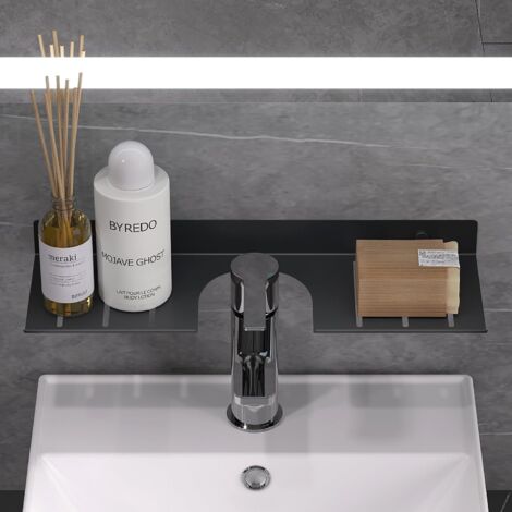 Badezimmerregal Eck-Duschregal Wandregal Badezimmer Aufbewahrungsschrank,Schweberegal Schwarzer Edelstahl Duschhalter 40 cm