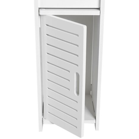 Badezimmerschrank 80x15,5x15 cm aus weißem Holz, mit Toilettenpapierablage, Regal und WC-Schrank