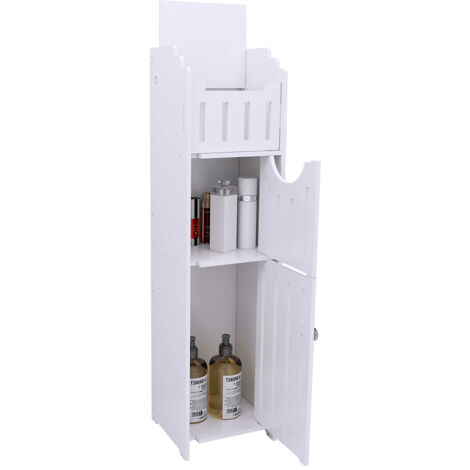 Badezimmerschrank Badunterschrank Wandregal Badezimmerregal mit Türen 20x18x78cm Weiß