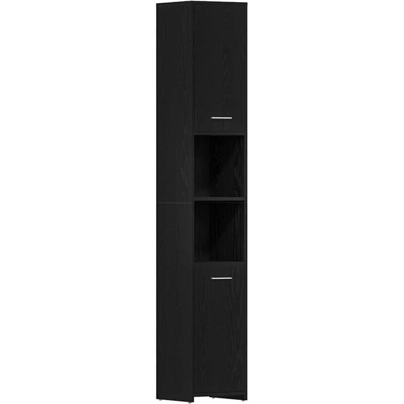 Badschrank Schwarz Eichen-optik 30x30x183, 5 Cm Holzwerkstoff Vidaxl
