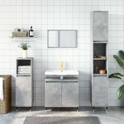 Badezimmerschrank Grau Beton 58x33x60 cm Ingenieurholz