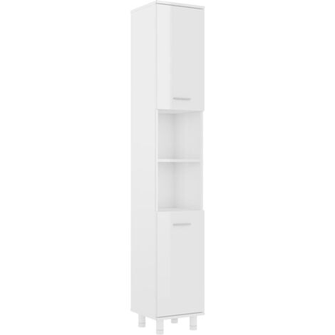 Badezimmerschrank Hochglanz-Weiß 30x30x179 cm Holzwerkstoff vidaXL