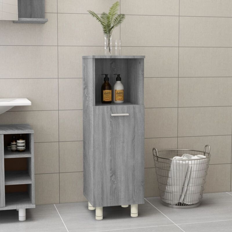 Badschrank Grau Sonoma 30x30x95 Cm Holzwerkstoff Vidaxl