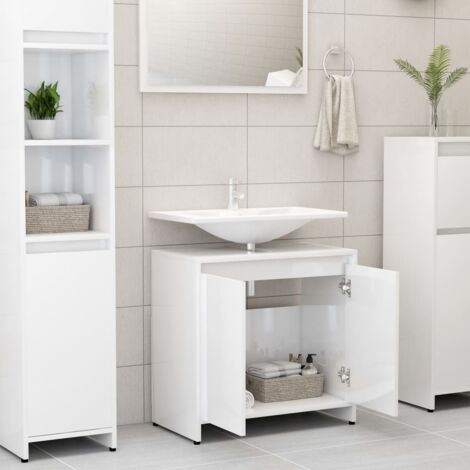 Badezimmerschrank Hochglanz-Weiß 60x33x61 cm Holzwerkstoff vidaXL