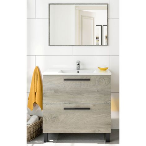 Badezimmerschrank Kit Athena 2 Schubladen Cm.80 Eiche