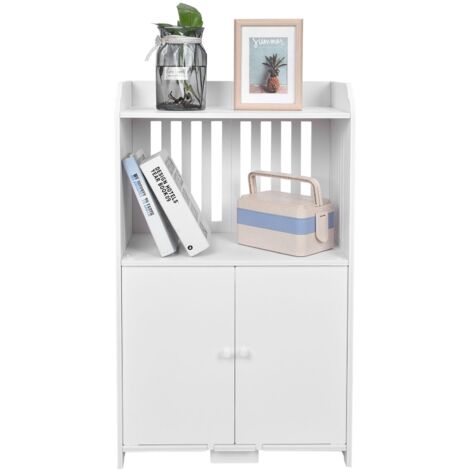 Badezimmerschrank mit 2 Türen, Badezimmer-Hochschrank für Wohnzimmer, Küche, 80 x 48 x 70 cm, Weiß
