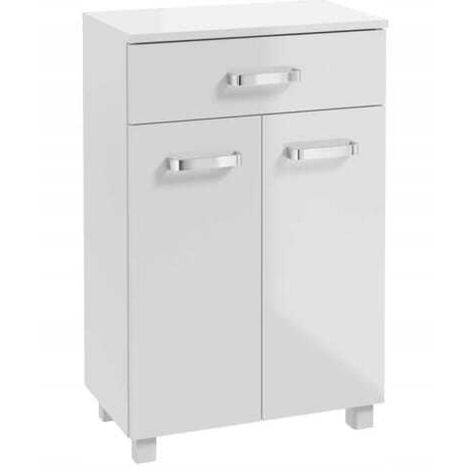 Badezimmerschrank mit Füßen, weiß glänzend, 50x78 cm, Mila