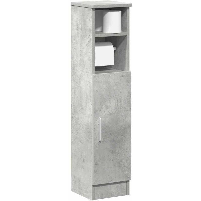 Vidaxl Badezimmerschrank Mit Rollenhalter Betongrau 20, 5x22x90 Cm