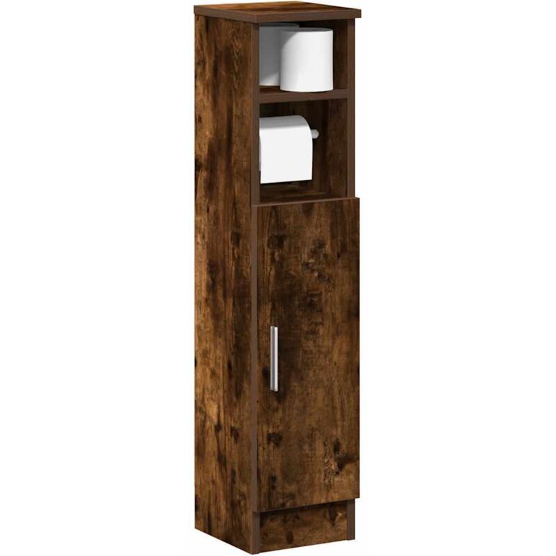 Vidaxl Badezimmerschrank Mit Rollenhalter Räuchereiche 20, 5x22x90 Cm