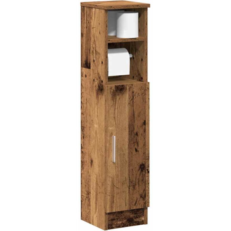 Vidaxl Badezimmerschrank Mit Rollenhalter Altholz-optik 20, 5x22x90 Cm