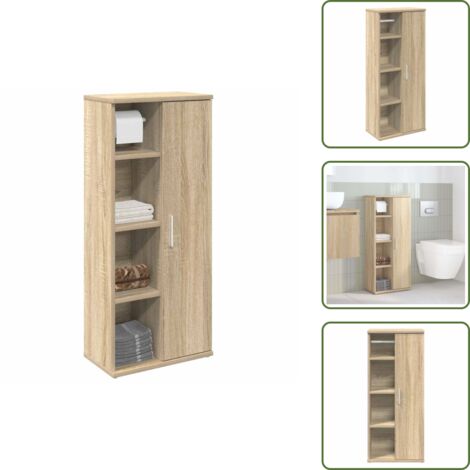 Badezimmerschrank mit Rollenhalter Sonoma-Eiche 39x22x90 cm - Badezimmerschrank - Badezimmerschränke - Badschrank - Badschränke