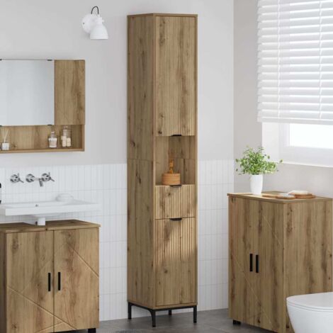Badezimmerschrank mit Speicher Artisan-Eiche 31,5 x 33 x 190 cm vidaXL