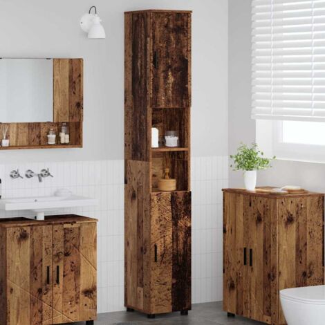 Badezimmerschrank mit Speicher mit Tür Altholz 30 x 35 x 192 cm vidaXL