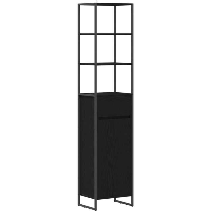 Badezimmerschrank Mit Tür Schwarz Eichen-optik 40 X 30 X 180 Cm Vidaxl
