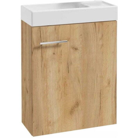 Badezimmerschrank mit Waschbecken 50x70cm, hängend, Eiche Craft Small