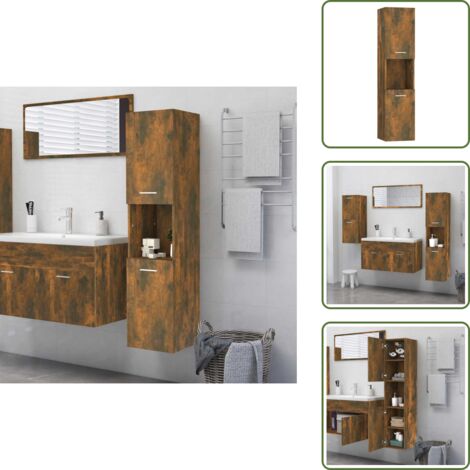 Badezimmerschrank Räuchereiche 30x30x130 cm Holzwerkstoff - Badezimmermöbel - Badschrank - Holzwerkstoff Möbel - Spiegelschrank - Unterschrank