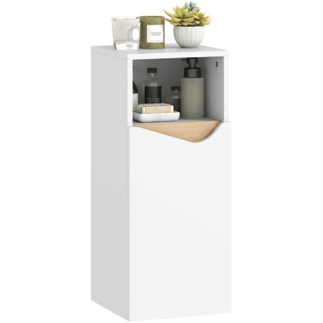 Badezimmerschrank Schmal Badschrank mit Verstellbaren Ablagen, offenem Fach 30 x 30 x 71,5 cm Weiß