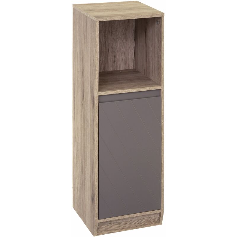 Badezimmerschrank - Seitenschrank - Badezimmermöbel - Holzoptik - Natur - Grau - Schlankes Design - 30x30x88cm - Bruin