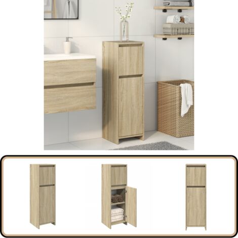 Badezimmerschrank Sonoma-Eiche 30x30x95 cm Holzwerkstoff - Badezimmermöbel - Holzbadschrank - Schrank Fürs Badezimmer - Aufbewahrungsbauche - Waschtischunterschrank