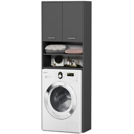 Badezimmerschrank über Waschmaschine, Anthrazit - 64 x 180 cm - Modern L-64