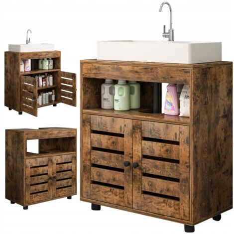 Badezimmerschrank unter dem Waschbecken mit Regalen und Türen, 60 cm