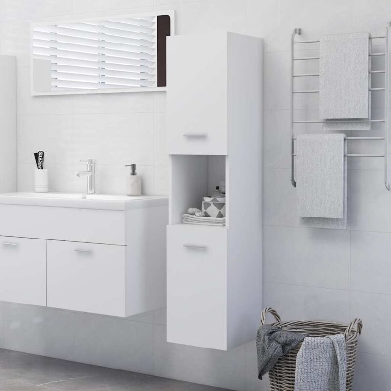 Badezimmerschrank Weiß 30x30x130 Cm Holzwerkstoff Vidaxl