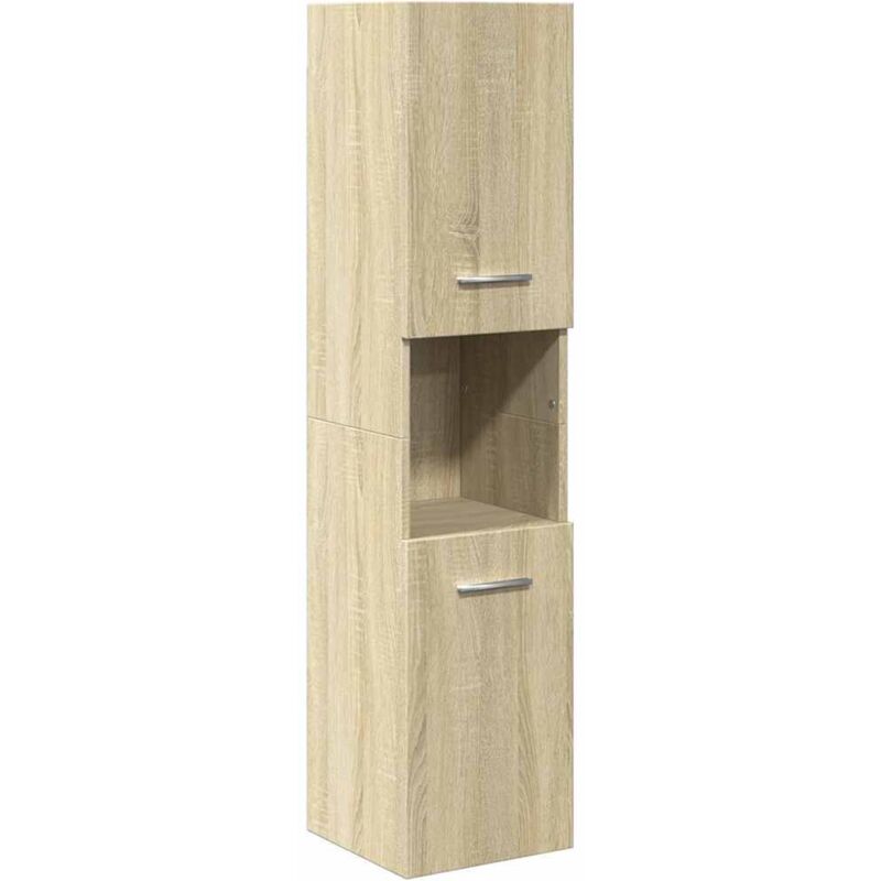 Badezimmerschrank Sonoma-eiche 30x30x130 Cm Holzwerkstoff Vidaxl