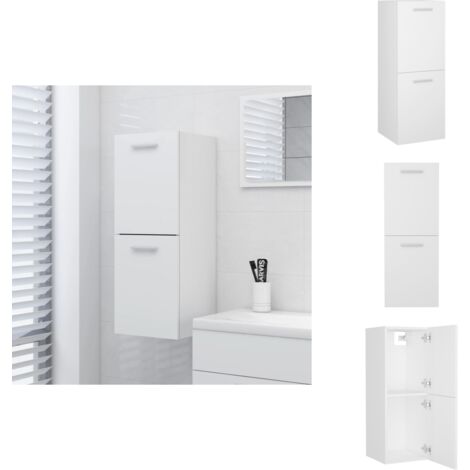 Badezimmerschrank Weiß 30x30x80 cm Holzwerkstoff - Badezimmermöbel - Schrank - Wandregal - Aufbewahrungsraum - Weißes Badezimmer