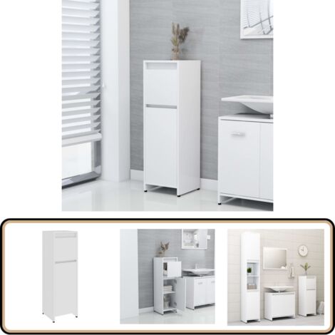 Badezimmerschrank Weiß 30x30x95 cm Holzwerkstoff - Badezimmermöbel - Holzschränkchen - Waschtischunterschrank - Stauraum - Weißer Schrank