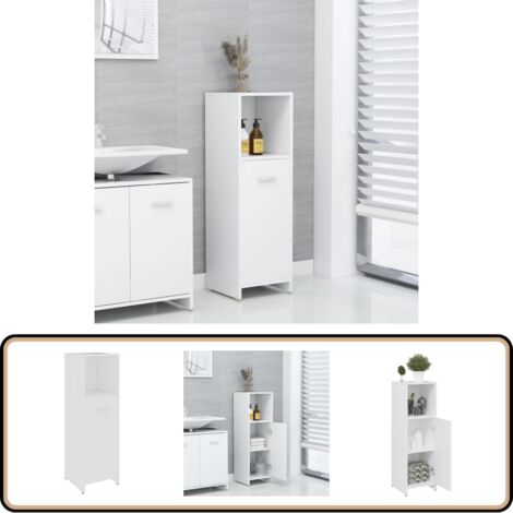 Badezimmerschrank Weiß 30x30x95 cm Holzwerkstoff - Badezimmermöbel - Holzschrank - Schubladen - Aufbewahrungsraum - Wandmontage