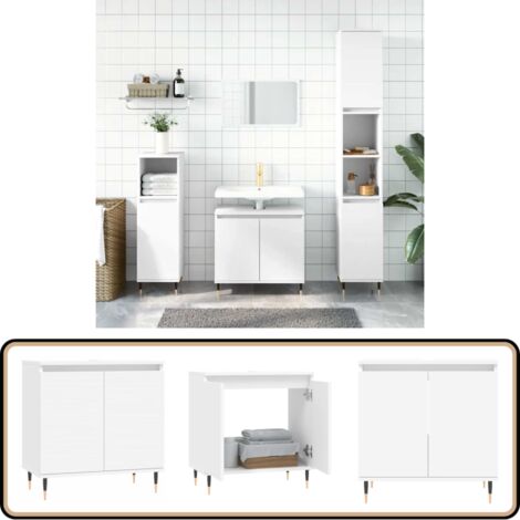 Badezimmerschrank Weiß 58x33x60 cm Holzwerkstoff - Badezimmermöbel - Holzschrank - Weißer Schrank - Badezimmerorganisation - Stauraum Im Badezimmer