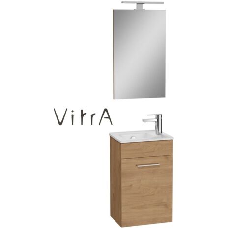Badezimmerset VitrA Mia Waschbecken 39cm mit Unterschrank und LED-Wandspiegel