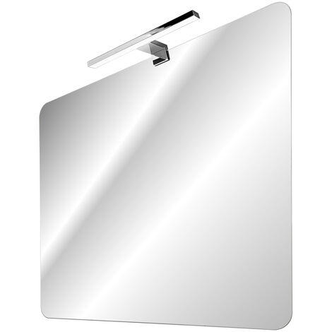 Badezimmerspiegel 80cm mit LED-Leuchte in chromfarben MIRROR-56, B/H/T ca. 80/70/10 cm