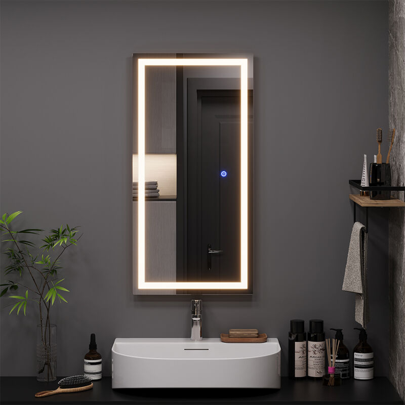 Badezimmerspiegel Miral, Glas, 40 X 80 Cm Mit Frontlight Beleuchtung, Vicco