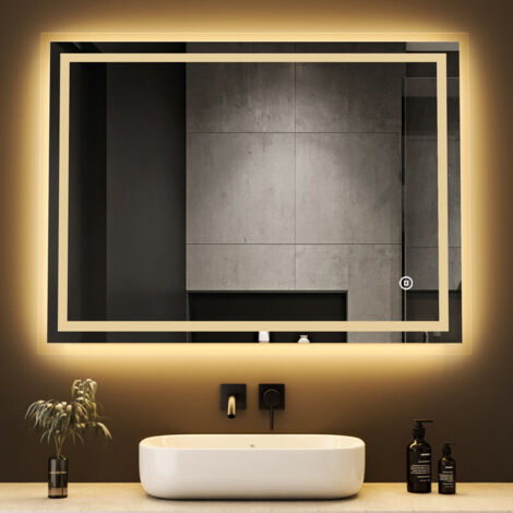 Badezimmerspiegel mit Beleuchtung 80x60cm LED Spiegel Badspiegel mit Beleuchtung Spiegel mit Beleuchtung, 3 Lichtfarben Dimmbar