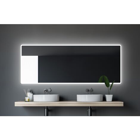 Badezimmerspiegel mit Beleuchtung TALOS Moon LED Badspiegel 180x70 cm - feuchtwassergeeignet durch Aluminiumrahmen - Licht-Farbe Neutralweiß