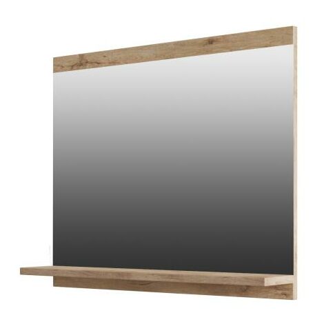 Badezimmerspiegel rechteckig mit Ablage - 60 x 50 cm - Helle Naturfarben - CLAUDIA - Naturfarben hell