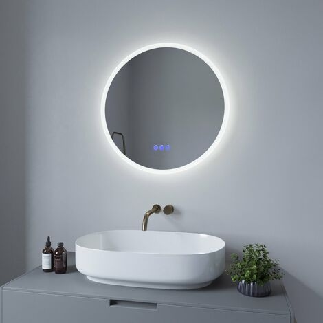 Badezimmerspiegel Rund Spiegel mit LED Licht für Bad 60cm JALTAS Typ C | Touch Sensor Dimmbar Antibeschlag Kaltweiß 6400K Warmweiß 3000K