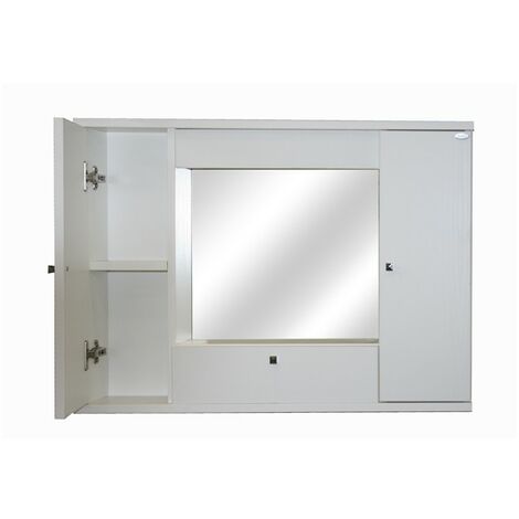 Badezimmerspiegelschrank Esche weiß 2 Türen m - Klappe H.61x93x14 cm