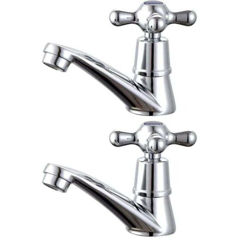 Badezimmerwaschbeckenarmatur, 1 Paar Warm- und Kaltwasserhähne
