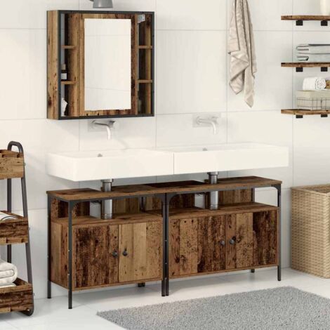 Badezimmerwaschtisch mit integriertem Becken Altholz Spanplatte vidaXL