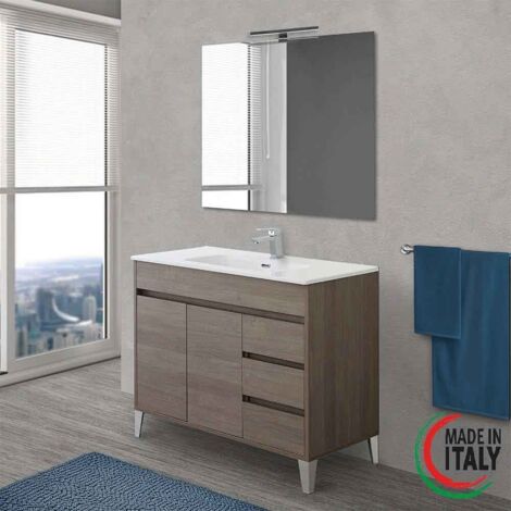 Badezimmerzusammensetzung Linea Mondo Farbe Dark Oak zwei Türen drei Schubladen 102x47x h85 cm