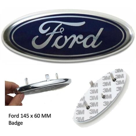 CREA Ford Badge Oval Blue/chrome 145x 60mm Front/rear Emblem Focus Mondeo Transit(,)