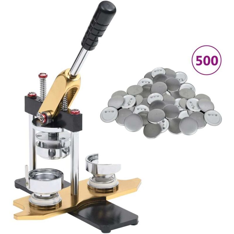 Vidaxl - Badge Maker with 500 pcs Pinback Button Parts 44mm Rotate Punch