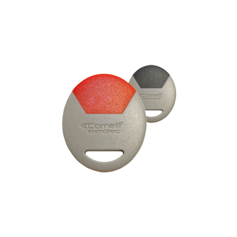 Badge MIFARE format porte clé gris/rouge - COMELIT - CLE/GR