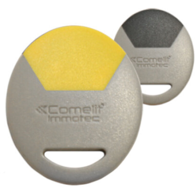 Badge MIFARE format porte clé gris/jaune - COMELIT - CLE/GJ