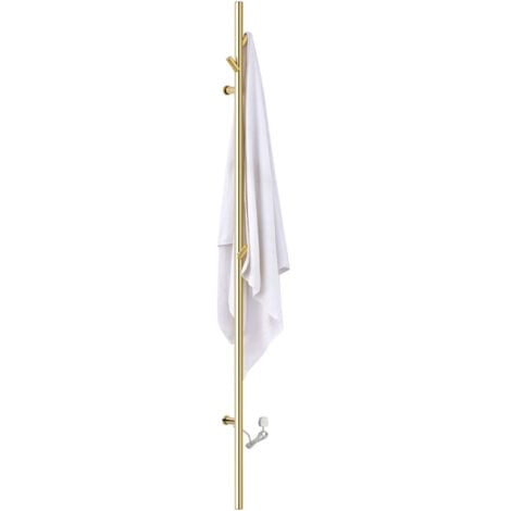 Badheizkörper Elektrisch Gold Handtuchheizkörper Elektrisch 1525×65mm Einstecken Heizkörper Heizung 304 Edelstahl Handtuchwärmer Wandmontage Handtuchtrockner mit 3 Haken