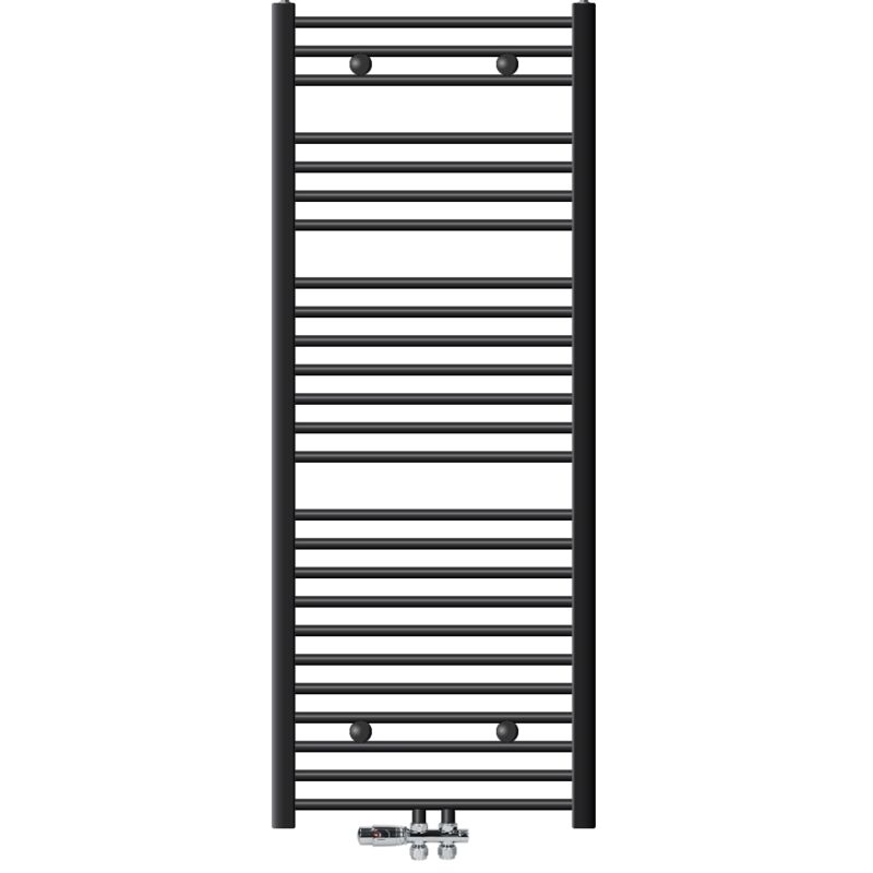 Luxebath - Ecd Germany Badheizkörper Mittelanschluss 600 X 1500 Mm Anthrazit Gerade Mit Anschlussgarnitur Inkl. Thermostat Durchgang Boden